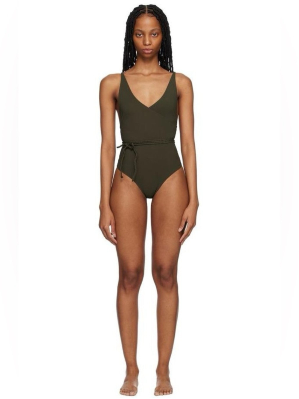NWT Toteme V-Neck Wrap Swimsuit Dark Green size 0